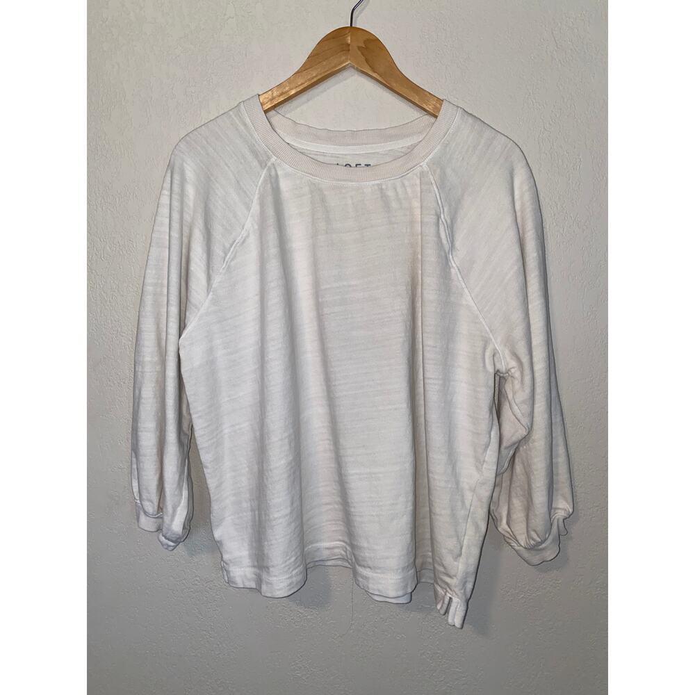 LOFT Puff Sleeve Relaxed Cream Top SZ XL
